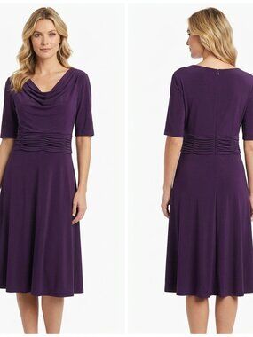 Jessica Howard Purple Draped Waist Ruched Sheath Dress